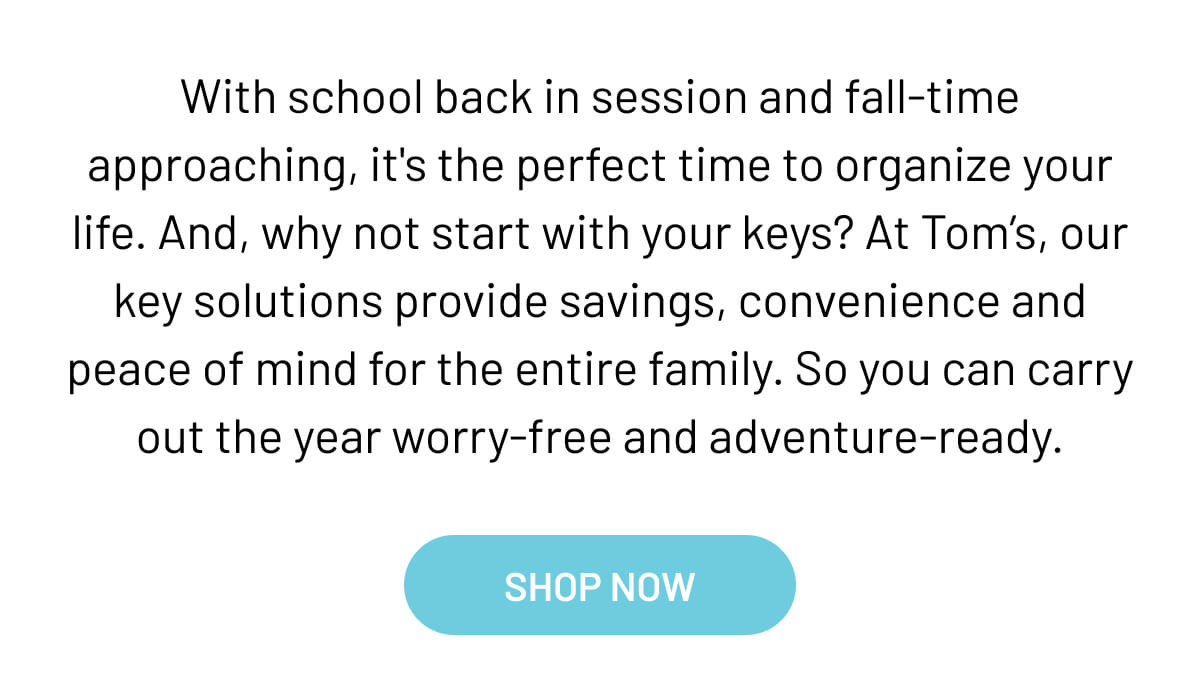 With school back in session and fall-time approaching, it's the perfect time to organize your life. And, why not start with your keys?