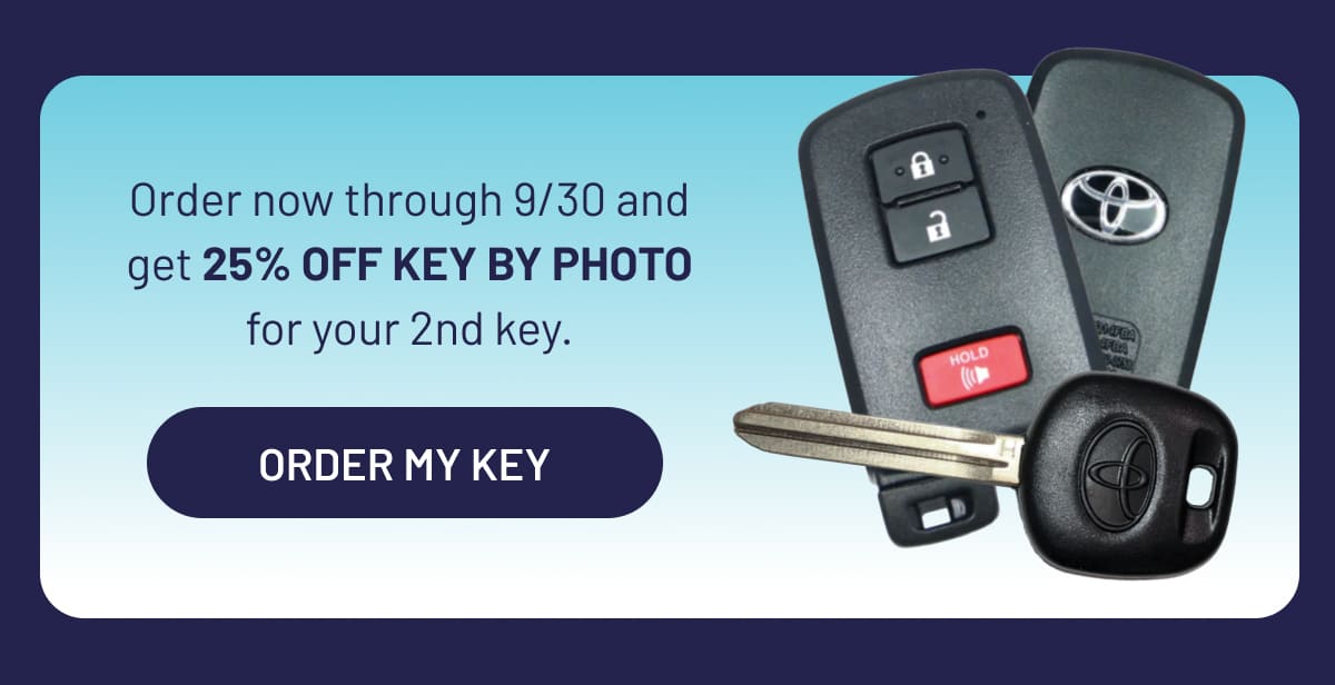 Order now through 9/30 and get 25% off Key By Photo for your 2nd key.