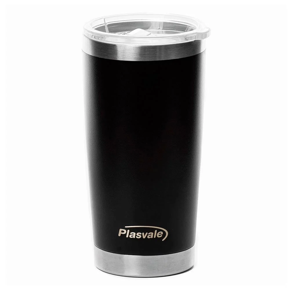 Copo Térmico de Inox com Tampa 500ml Preto PLASVALE