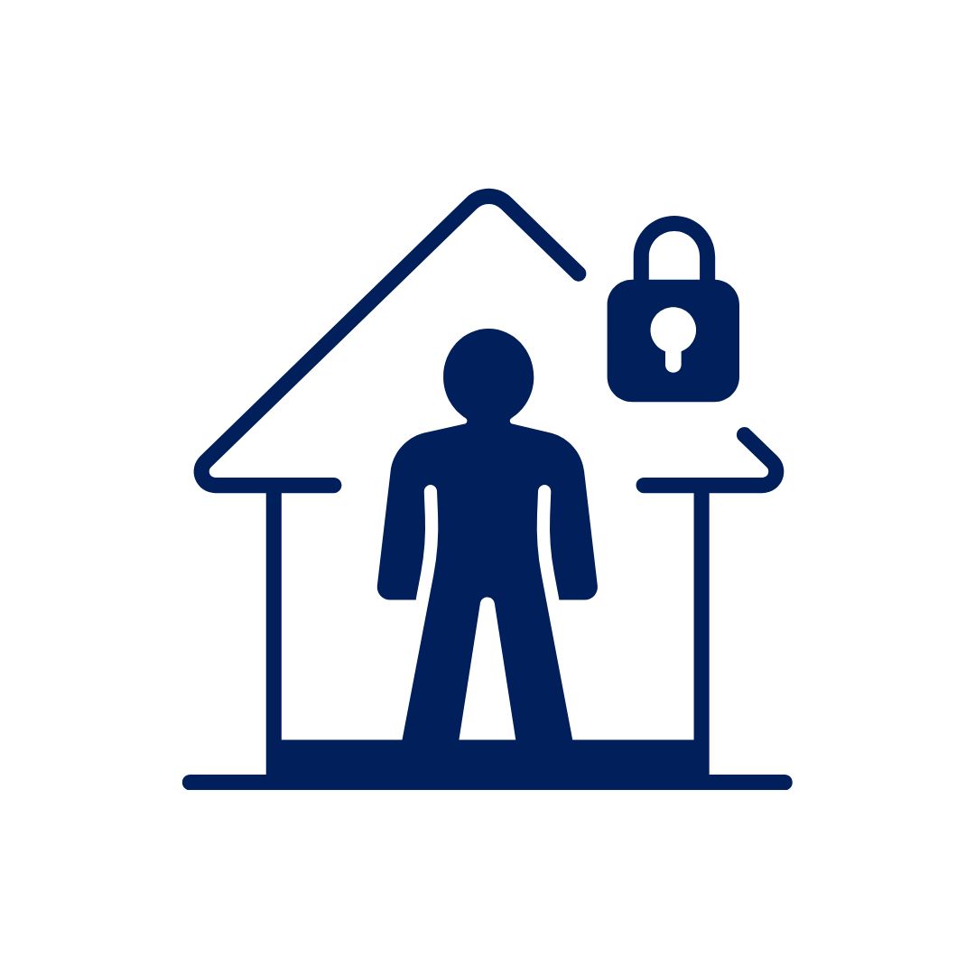 Stick figure standing in a locked house